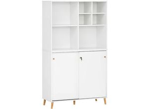 4066075115502 - Lomadox - Büro Aktenschrank abschließbar mit Regal SISAK-80 auf Holzfüßen in weiß b h t ca 1001 1752 41 cm - weiß