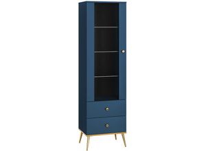 4066075117063 - Lomadox - Vitrine in dunkelblau mit goldfarbenen Griffen und Füßen MONTPELLIER-131 b h t ca 55 190 40 cm - blau