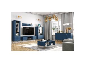 4066075117247 - Lomadox - Wohnwand dunkelblau MONTPELLIER-131 modern 6-teilig mit Couchtisch - blau