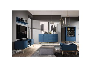 4066075117285 - Lomadox - Wohnzimmermöbel dunkelblau MONTPELLIER-131 modern 5-teilig mit Couchtisch - blau