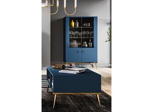 4066075117315 - Lomadox - Wohnzimmermöbel dunkelblau MONTPELLIER-131 modern 2-teilig mit Highboard & Couchtisch