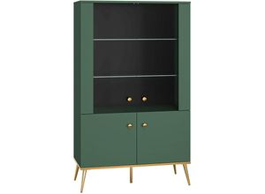 4066075117384 - Lomadox - Highboard mit Glastüren in grün mit goldfarbenen Griffen und Füßen FASANO-131 b h t ca 92 152 40 cm - grün