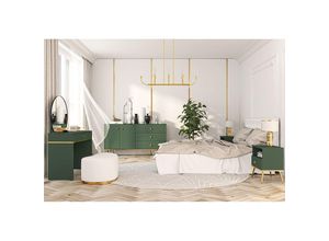 4066075117643 - Lomadox - Schlafzimmer Set 4-teilig FASANO-131 in grün mit Schminktisch Kommode & 2 Nachtschränken - grün