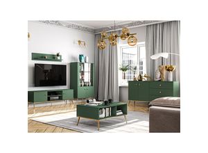 4066075117698 - Lomadox - Wohnwand grün FASANO-131 modern 5-teilig mit Couchtisch - grün