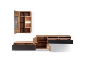 4066075117988 - Wohnwand braun VALPARAISO-05 Modern in Eiche Bianco teilmassiv 2-teilig mit led Beleuchtung - braun