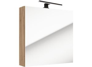 4066075119647 - Lomadox - Badezimmer Spiegelschrank 60 cm mit led Aufbauleuchte LUCCA-107 in Eiche Nb b h t ca 60 65 15 cm - braun