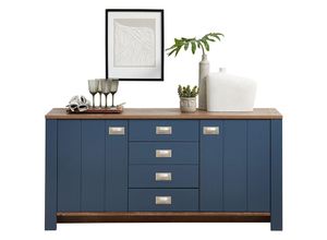 4066075120056 - Lomadox - Sideboard 163 cm im modernen Landhausstil DEVON-36 in blau mit Eiche Nb b h t ca 163 79 45 cm - blau