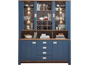 4066075120582 - Lomadox - Buffetschrank Landhaus in blau DEVON-36 mit Details in Eiche Nb inkl led Beleuchtung b h t ca 163 201 45 cm - blau