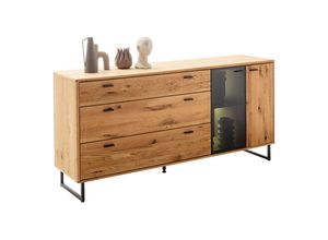 4066075121244 - Lomadox - Sideboard mit Beleuchtung in Wildeiche geölt (teilmassiv) mit anthrazit ALBACETE-05 b h t ca 179 85 44 cm - braun