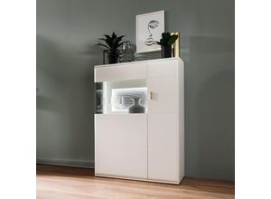 4066075122739 - Highboard Vitrine weiß matt 90 cm ALIA-05 mit Beleuchtung - weiß