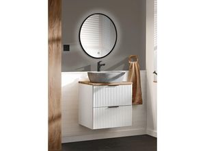 4066075122791 - Lomadox - Badezimmer Waschplatz Set 2-teilig weiß ADELAIDE-56-WHITE Modern mit Eiche Nb Front in Rillenoptik - weiß