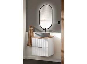 4066075122845 - Lomadox - Badezimmer Waschplatz Set 2-teilig weiß ADELAIDE-56-WHITE Modern mit Eiche Nb Front in Rillenoptik - weiß