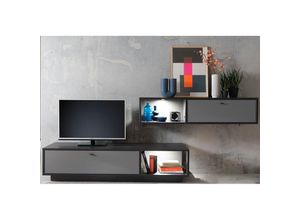 4066075122883 - Wohnzimmer Mediawand LAVAL-05 in grau mit anthrazit B H T ca 275 97 50 cm - grau