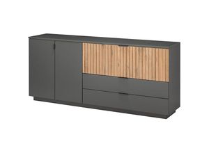 4066075123163 - Sideboard modern LUCERA-52 anthrazit Eiche massiv bianco geölt B H T ca 192 85 45 cm - anthrazit