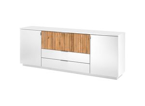 4066075123187 - Lomadox - Wohnzimmer Sideboard modern LUCERA-52 weiß Eiche massiv bianco geölt b h t ca 224 85 45 cm - weiß