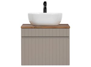 4066075125082 - Waschtisch Unterschrank 60 cm Keramik Aufsatzwaschbecken IRAKLIO-56-CASHMERE Kaschmir Eiche Nb B H T ca 604 63 46 cm - beige