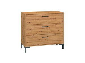 4066075125969 - Kommode mit 3 Schubladen Artisan Eiche Nb NASSAU-131 B H T ca 92 83 43 cm - braun