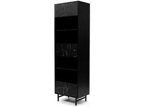 4066075126850 - Vitrine schwarz Front Marmoroptik VILNIUS-132 B H T ca 60 200 41 cm - schwarz