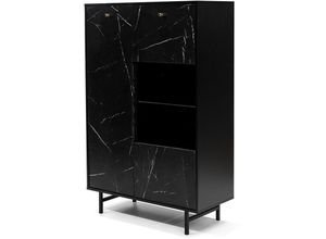 4066075126898 - Lomadox - Highboard mit Beleuchtung schwarz Front Marmoroptik VILNIUS-132 b h t ca 90 140 41 cm - schwarz