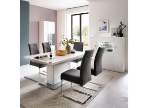 4066075128090 - Esszimmer Set weiß matt ALIA-05 modern 3-teilig mit Esstisch und Vitrinen - weiß