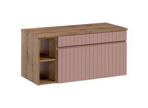 4066075128328 - Lomadox - Waschbeckenunterschrank mit Regal 100 cm IRAKLIO-56-ROSE rosa Eiche Nb b h t ca 1004 485 46 cm - rosa