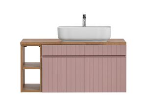 4066075128366 - Lomadox - Waschtischunterschrank mit Regal 100 cm Aufsatzwaschbecken IRAKLIO-56-ROSE rosa Eiche Nb b h t ca 1004 625 46 cm - rosa