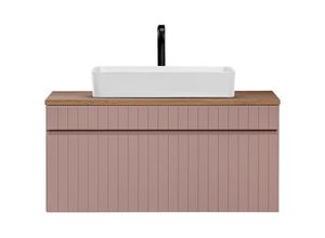 4066075128434 - Lomadox - Waschbeckenunterschrank 100 cm Keramik Aufsatzwaschbecken IRAKLIO-56-ROSE rosa Eiche Nb b h t ca 1004 595 46 cm - rosa
