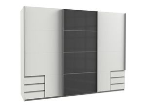 4066075134640 - Schwebetürenschrank 270cm mit Schubkästen weiß und graphit VIESTE-43 - weiß