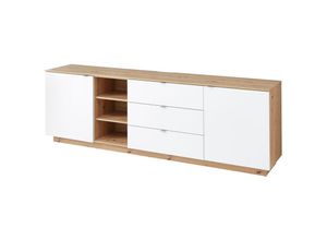 4066075136811 - Lomadox - TV-Sideboard Fernsehschrank Artisan Eiche mit weiß Breite 240 cm CUST-36 - weiß