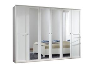 4066075140368 - Kleiderschrank 270cm 6-türig weiß mit Spiegeltüren CROPANI-43 - weiß