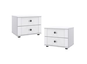 4066075140412 - Lomadox - Nachttisch 2er Set je 2 Schubladen weiß CROPANI-43 - weiß