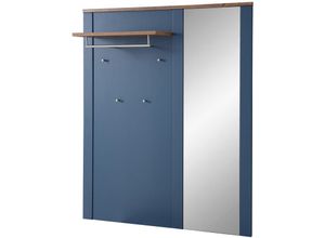 4066075141563 - Lomadox - Garderobenpaneel matt blau mit Eiche DEVON-36 Landhausstil 130 cm breit mit Spiegel - blau