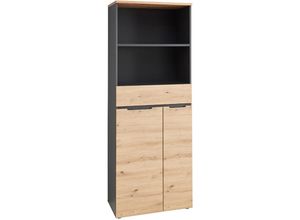 4066075141624 - Aktenschrank mit offenen Fächern 75cm breit graphit mit Eiche MANRESA-36 - braun