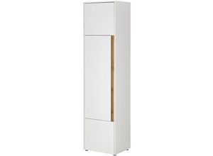 4066075142560 - Lomadox - Stauraumschrank 200cm hoch weiß mit Eiche CRISP-61 - weiß