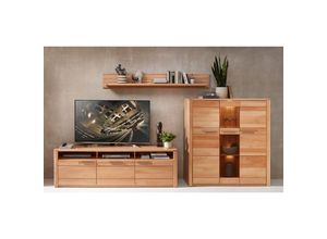 4066075143390 - Lomadox - TV-Lowboard Wandboard Highboard Beleuchtung Fronten Kernbuche massiv NEWTON-36 - braun