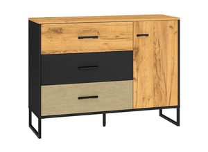 4066075143468 - Lomadox - Sideboard 120cm schwarz mit Eiche und sandfarben CASPER-131 - schwarz