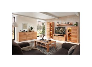 4066075143826 - Wohnzimmer Set mit Beleuchtung inkl Sideboard Front Kernbuche massiv NEWTON-36 - braun