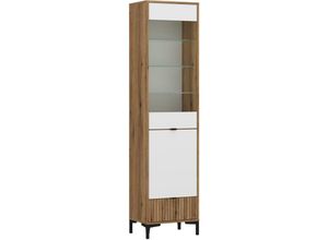 4066075144168 - Lomadox - Vitrine Eiche mit weiß und Rillenoptik RISBY-129 - braun 4066075144168 - Lomadox - Vitrine Eiche mit weiß und Rillenoptik RISBY-129 - braun