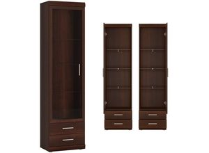 4066075145356 - Lomadox - Vitrine Wohnzimmer schmal 50 cm Nussbaum IMPERIA-129 - braun