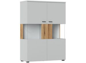 4066075145523 - Highboard 100cm breit grau mit Eiche Rillenoptik ASHBURTON-129 - grau