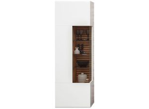 4066075146254 - Lomadox - Vitrine Standvitrine 65cm breit weiß mit Eiche FALLON-55 - weiß