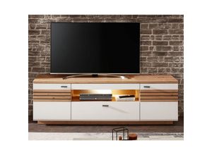 4066075146384 - Lomadox - TV-Lowboard mit Beleuchtung 190cm breit weiß mit Eiche FALLON-55 - weiß