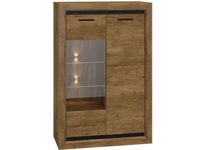 4066075147008 - Highboard mit Beleuchtung 90cm breit in Eiche BAUSKA-131 - braun