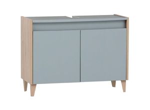 4066075150817 - Lomadox - Badezimmer Waschbeckenunterschrank 80cm taubenblau mit Eiche hell ESPOO-80