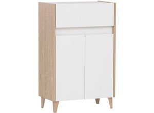 4066075151005 - Badezimmer Unterschrank Seitenschrank 569cm weiß mit Eiche hell ESPOO-80 - weiß