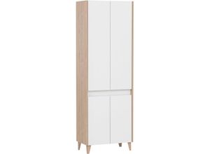 4066075151036 - Bad Hochschrank 569cm weiß mit Eiche hell ESPOO-80 - weiß