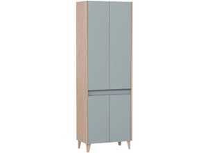 4066075151050 - Bad Hochschrank 569cm taubenblau mit Eiche hell ESPOO-80 - blau