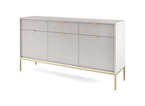 4066075152453 - Sideboard 154cm breit grau Fußgestell goldfarben NEWCASTLE-160 - grau