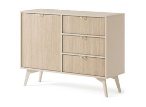 4066075153184 - Kommode 106cm in beige Front mit Fischgrätenmuster FAREHAM-160 - beige