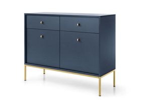 4066075153436 - Sideboard 104cm in blau Fußgestell goldfarben MALAGA-160 - blau